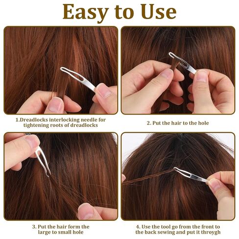 6 قطع أداة متشابكة لـ Locs، خطاف كروشيه دريدلوك خفيف الوزن، أداة إعادة شد وصلات الشعر، صيانة تصفيف الشعر (ذهبي، فضي، أسود) in Kuwait