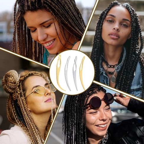 6 قطع أداة متشابكة لـ Locs، خطاف كروشيه دريدلوك خفيف الوزن، أداة إعادة شد وصلات الشعر، صيانة تصفيف الشعر (ذهبي، فضي، أسود) in Kuwait