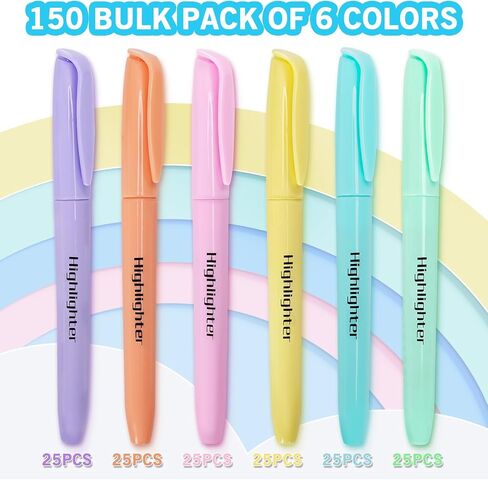 YEGEER Highlighters Bulk, Chisel Tip Dry-Quickly Highlighter Markers, 150 Count-6 Assorted Colors Highlighters Bulk Pack for Adult Kids, Office Classroom Must Have, School Supplies for Teachers in Saudi Arabia