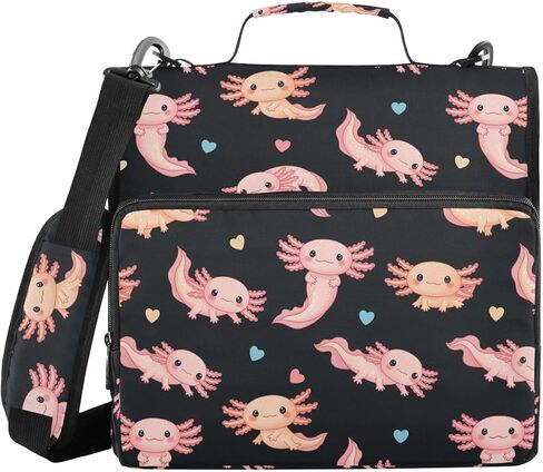 حقيبة Dragon Fire Black Print Zipper Binder Bag 3 حلقات مع حزام الكتف ومقبض حقيبة منظم متعددة الجيوب سعة كبيرة للوازم المكتبية المدرسية in Kuwait