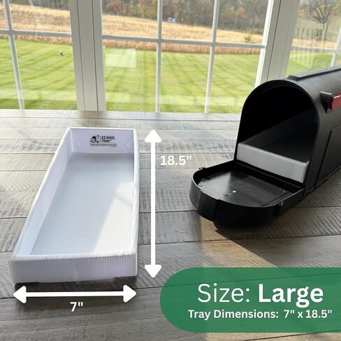 EZ Mail Tray™ - إدراج وموسع لعلبة البريد - درج صندوق البريد المنزلق لسهولة الاسترجاع - يحافظ على البريد جافًا - 6 مقاسات لملاءمة مخصصة - متين ومقاوم للطقس - صنع في الولايات المتحدة الأمريكية (كبير: 7 بوصة × 18.5 بوصة) in Kuwait
