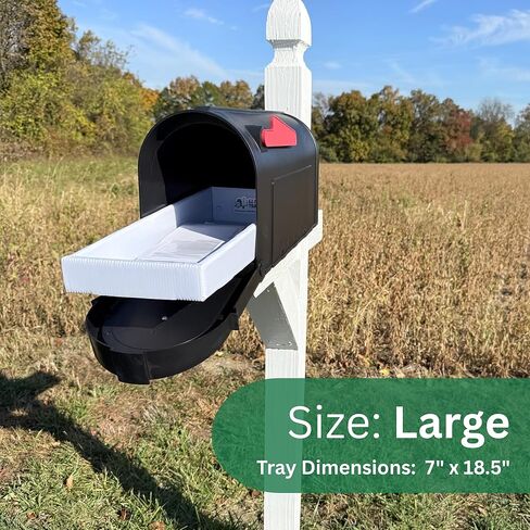 EZ Mail Tray™ - إدراج وموسع لعلبة البريد - درج صندوق البريد المنزلق لسهولة الاسترجاع - يحافظ على البريد جافًا - 6 مقاسات لملاءمة مخصصة - متين ومقاوم للطقس - صنع في الولايات المتحدة الأمريكية (كبير: 7 بوصة × 18.5 بوصة) in Kuwait