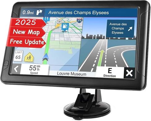 GPS Navigator for Car Truck RV, 9 " Trucker GPS for Semi Truck 2026 Map， Real Voice Spoken Turn-by-Turn Direction Reminding Navigation System for Cars, Vehicle GPS with Speed and Red Light Warning in Saudi Arabia