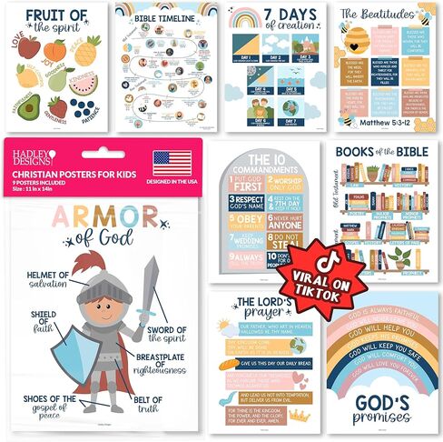 9 Boho Sunday School Decorations For Classroom - Sunday School Posters, Christian Posters, Christian Classroom Decor, Books Of The Bible Poster, 10 Commandments For Kids, Bible Timeline Chart in Saudi Arabia