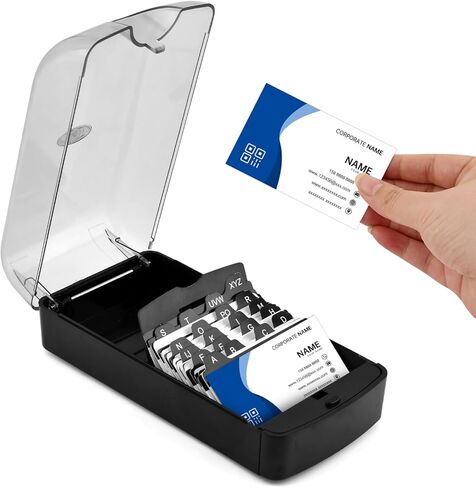 Business Card Box, Lightweight Desk Organizer with Clear Lid Storage up to 350 Cards Credit Cards Holder File Box Storage for Tabletop Office(COLOR:M) in Saudi Arabia