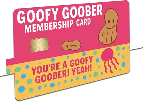 بطاقة عضوية Goofy Goober - غطاء ملصق جلدي لبطاقة الائتمان - عبوة من قطعتين - تصميم محاكاة ساخرة لنادي الفول السوداني السخيف in Kuwait