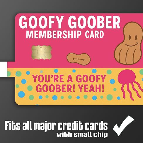 بطاقة عضوية Goofy Goober - غطاء ملصق جلدي لبطاقة الائتمان - عبوة من قطعتين - تصميم محاكاة ساخرة لنادي الفول السوداني السخيف in Kuwait