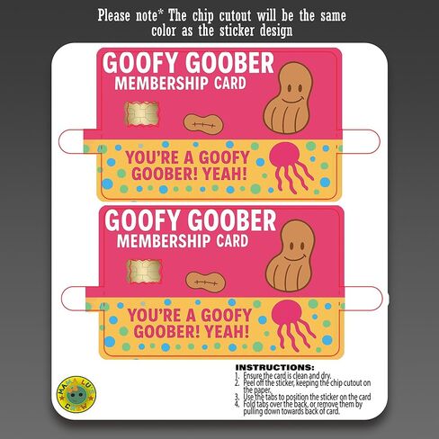 بطاقة عضوية Goofy Goober - غطاء ملصق جلدي لبطاقة الائتمان - عبوة من قطعتين - تصميم محاكاة ساخرة لنادي الفول السوداني السخيف in Kuwait