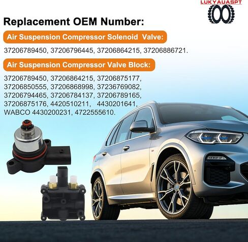 صمام الملف اللولبي لضاغط التعليق الهوائي وكتلة الصمام لسيارات BMW F01 F02 F04 F07 F10 F11 535i/535i GT/550i/550i GT/740i/740LD/740Li/750i/750Li/760Li 2010-2016 37206789450 37206868998 in Saudi Arabia