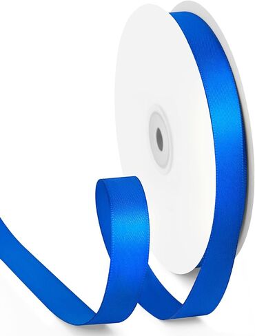 شريط أزرق ملكي مزدوج الوجه بطول 50 ياردة، شريط أزرق ملكي مقاس 5/8 بوصة لتغليف الهدايا، وباقة الزهور، وديكورات دعوات حفلات الزفاف، والحرف اليدوية والمزيد in Kuwait
