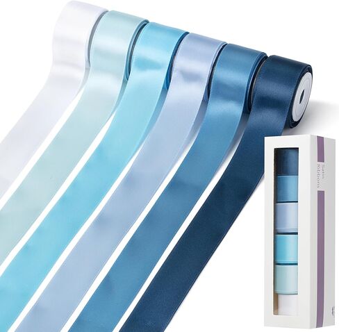 Mr. Pen- Satin Ribbon, 6 Rolls, 1 Inch, 5 Yards/Roll, Shades of Blue Satin Ribbon 1 Inch in Saudi Arabia