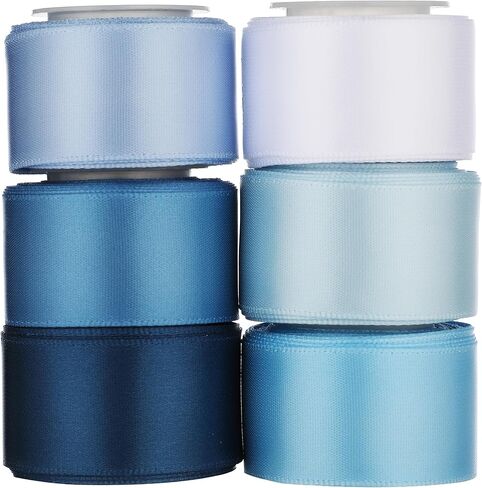 Mr. Pen- Satin Ribbon, 6 Rolls, 1 Inch, 5 Yards/Roll, Shades of Blue Satin Ribbon 1 Inch in Saudi Arabia