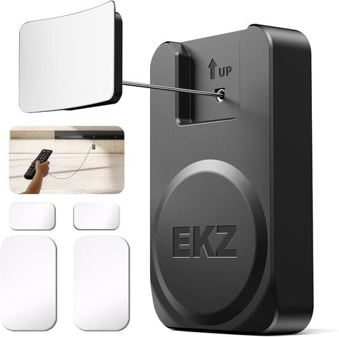 EKZ Magnetic Remote Control Holder with 6.5FT Retractable Steel Cable, Anti-Lost Remote Tether Lock with Auto-Rewind & Adhesive Wall Mount for TV, AC, Monitor & Home Remote Controls (Black,2 Pcs) in Saudi Arabia