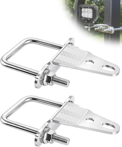 Side Mount Light Brackets for 3 x 2 Inch ROPS, Heavy Duty Stainless Steel Lighting Mount for Tractors Lawn Mowers UTV Roll Bars, Supports Light Bars, Black, No Drill Installation in Saudi Arabia