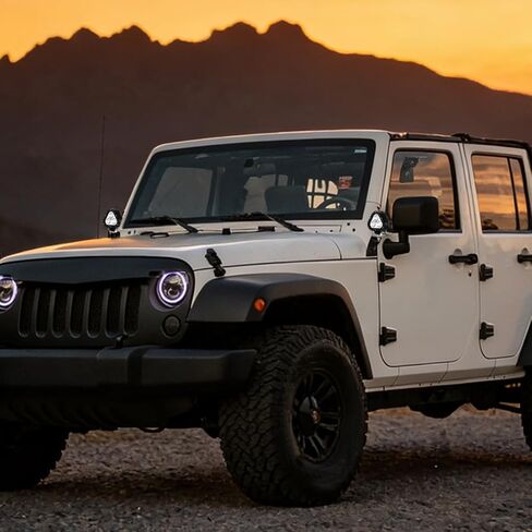 ل Jeep JK A-Pillar تصاعد بين قوسين القلنسوة هود الجانب LED ضوء القرون جبل صالح ل جيب رانجلر JK JKU 2007-2018 in Kuwait