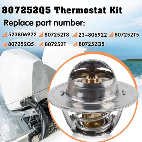 807252Q5 Thermostat Kit 160° with Plastic Sleeve Compatible with Mercruiser V6&V8 GM Engines 1987-UP Sierra 18-3647,4.3L 5.0L 5.7L 7.4L 8.2L,replaces 807252T8 806922 23-806922 in Kuwait