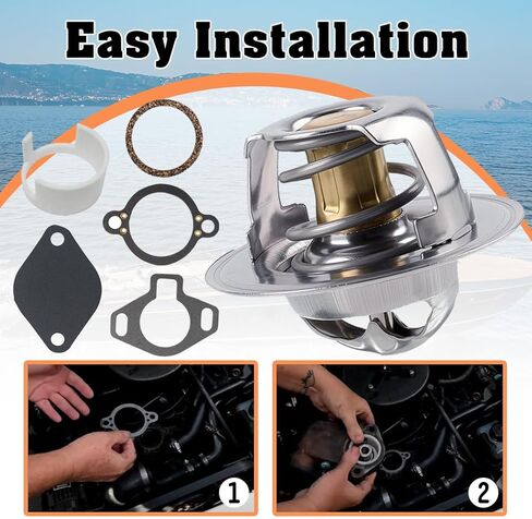 807252Q5 Thermostat Kit 160° with Plastic Sleeve Compatible with Mercruiser V6&V8 GM Engines 1987-UP Sierra 18-3647,4.3L 5.0L 5.7L 7.4L 8.2L,replaces 807252T8 806922 23-806922 in Kuwait