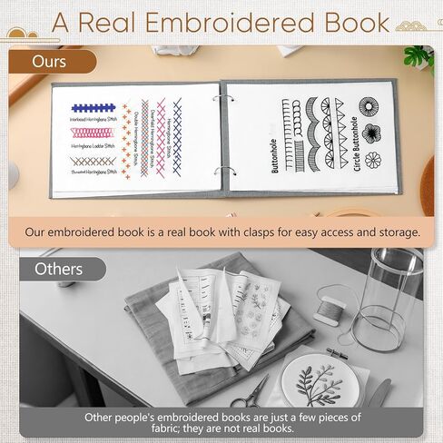 TEHAUX Embroidery Stitch Book Kit for Beginners, Loose-Leaf Beginner Embroidery Kit Includes Step-by-Step Instructions, Hoops, Threads, Needles & Fabric, Crafts Gift for Adults DIY Craft Lovers in Saudi Arabia