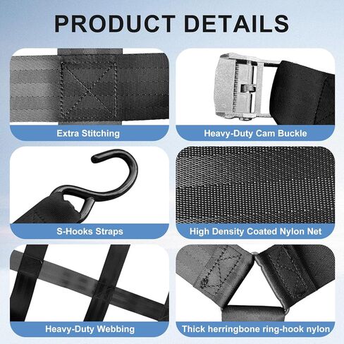Cargo Net for Pickup Truck Bed, 82" x 50" Heavy Duty 1100LBS Capacity, Adjustable Cam Buckles & S-Hooks, Thick Herringbone Nylon Mesh with Drawstring Storage Bag for Trailers and Trucks in Saudi Arabia