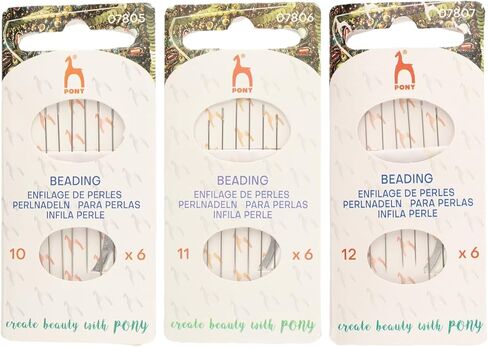 Set of 3 Packs -18 Needles Total - Pony Beading Needles Size 10, 11 & 12 - One Pack Per Size in Saudi Arabia