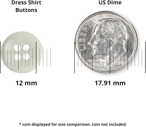 White Dress Shirt Buttons 12 Pack, 12mm, 0.475 in., 19L Style 25, American Made Military Grade for Law Enforcement and Most Service Branches Army Navy Marines Air Force Pilot AG415, Pearlescent-Poly in Saudi Arabia