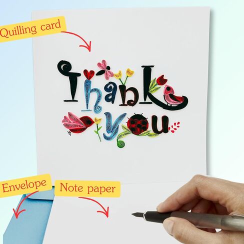 Quilling Cards, Thank You Card, Grateful Thankful Card Flower for Him, Her, Friend, Boss, Mom, Dad with Thank you design (Letter Thank You) in Saudi Arabia