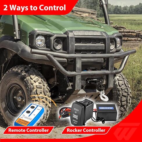 طقم ونش كهربائي 4500 رطل من WeiSen مع حامل ونش ومفتاح هزاز متوافق مع Kawasaki Mule SX 2017-2026، مع خطاف صناعي من Hawse Fairlead وسدادة خط in Kuwait