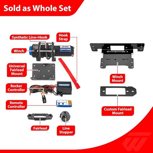 طقم ونش كهربائي 4500 رطل من WeiSen مع حامل ونش ومفتاح هزاز متوافق مع Kawasaki Mule SX 2017-2026، مع خطاف صناعي من Hawse Fairlead وسدادة خط in Kuwait