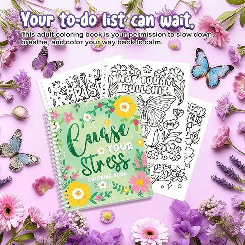 Coloring Books for Adults Relaxation Set of 2, Funny Swear Word Adult Coloring Book for Women, Relaxation Gifts for Women(Floral Design) in Saudi Arabia