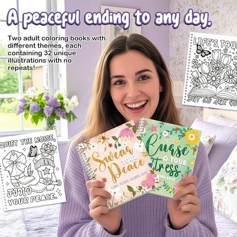 Coloring Books for Adults Relaxation Set of 2, Funny Swear Word Adult Coloring Book for Women, Relaxation Gifts for Women(Floral Design) in Saudi Arabia
