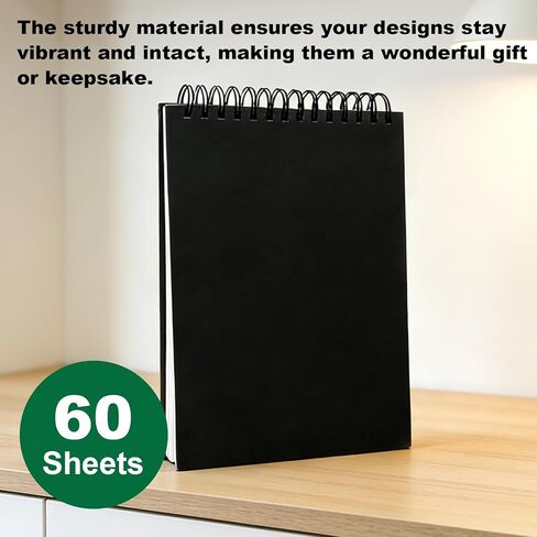 Sketchbook and Pencil Set - Spiral Bound Hardcover with 60 Sheets & 12 Charcoal Pencils (Hard/Medium/Soft) for Professional Artists and Beginners in Saudi Arabia