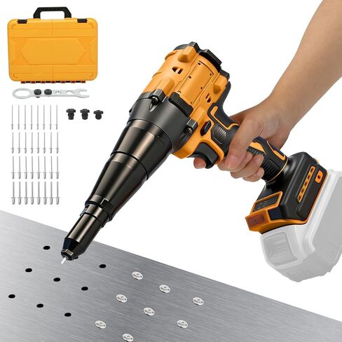 Cordless Rivet Gun Compatible with Dewalt 18V Battery, 12000N Pulling Force, Brushless Pop Rivet Gun for Aluminum and Steel Rivets 1/8", 5/32", 3/16",for Heavy-Duty Riveting, Metal(no Battery) in Saudi Arabia