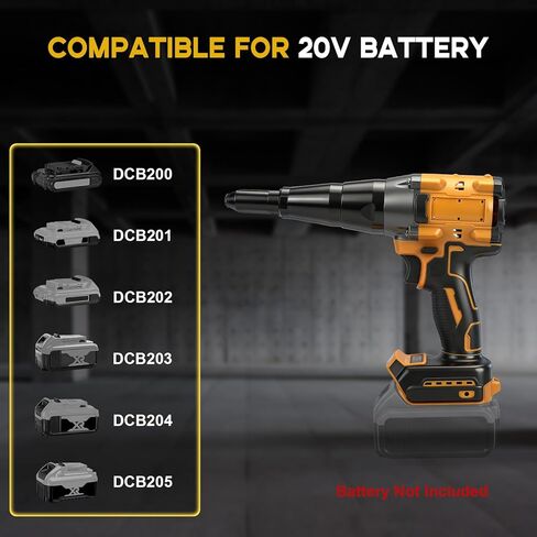 Cordless Rivet Gun Compatible with Dewalt 18V Battery, 12000N Pulling Force, Brushless Pop Rivet Gun for Aluminum and Steel Rivets 1/8", 5/32", 3/16",for Heavy-Duty Riveting, Metal(no Battery) in Saudi Arabia