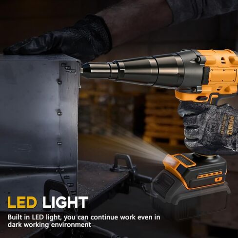 Cordless Rivet Gun Compatible with Dewalt 18V Battery, 12000N Pulling Force, Brushless Pop Rivet Gun for Aluminum and Steel Rivets 1/8", 5/32", 3/16",for Heavy-Duty Riveting, Metal(no Battery) in Saudi Arabia