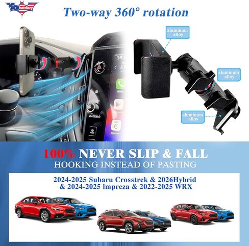 حامل هاتف Crosstrek Vent 2025 لملحقات 2024-2025 lmpreza 2026 Crosstrek Hybrid 2022-2025 WRX | حامل فتحة تهوية تلسكوبية من الألومنيوم | حافظة سميكة مناسبة لهاتف iPhone 16/15 Pro Max وGalaxy S24 in Kuwait