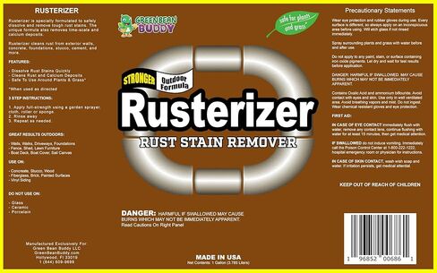 إزالة الصدأ الخرساني من Green Bean Buddy Rusterizer بدون فرك ثقيل، مزيل البقع بالرش، منظف الكالسيوم والليمون، 1 جالون in Kuwait