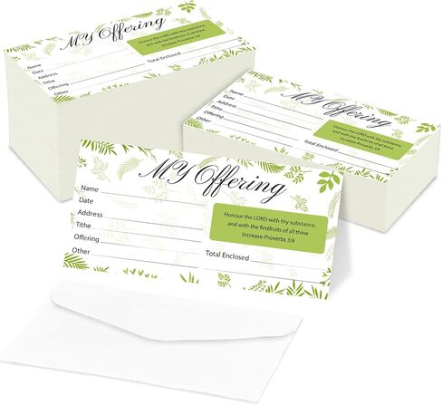 200 PCS 6.42 x 3.23 Inch Church Offering Envelopes - Tithe and Offering Envelopes for Church Donations, Checks and Cash, Great for churches or Non-Profit Organizations (Leaf style, 200) in Saudi Arabia