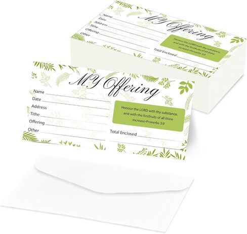 200 PCS 6.42 x 3.23 Inch Church Offering Envelopes - Tithe and Offering Envelopes for Church Donations, Checks and Cash, Great for churches or Non-Profit Organizations (Leaf style, 200) in Saudi Arabia