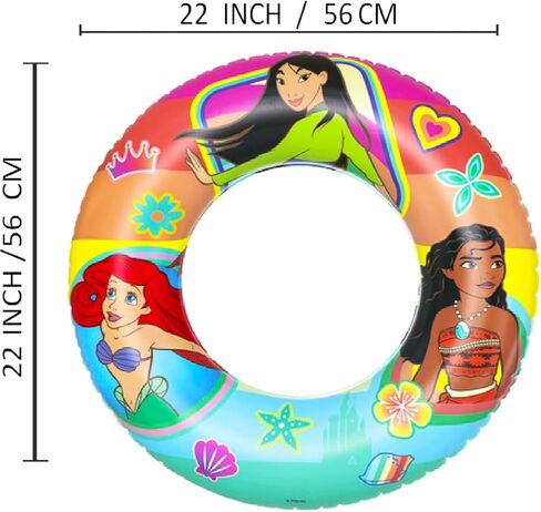 Disney Princess Swim Ring Floaties - Bundle with 2 Inflatable Pool Floats Featuring Moana, Ariel, Mulan for Toddlers Plus Stickers and More | Disney Princess Pool Inner Tubes in Kuwait