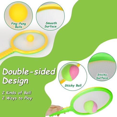 Double the Fun, 2-in-1 Dual-Sided Toss and Catch Game for Kids 3-12, One Sticky Side, One Bounce Side Paddles, Outdoor Toys for Beach, Backyard, Pool, Camping, Fun Gift for Boys Girls in Saudi Arabia