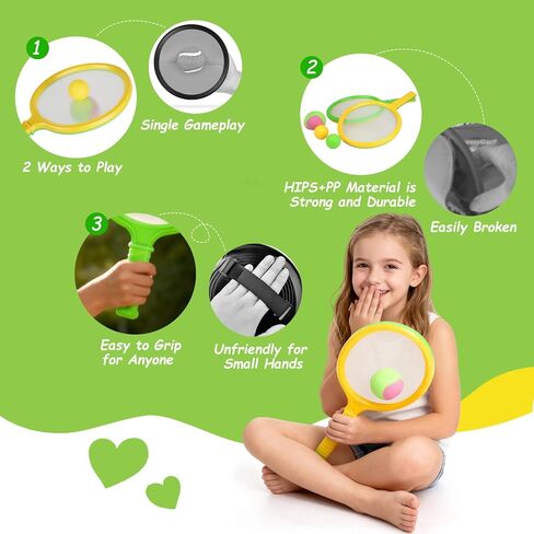 Double the Fun, 2-in-1 Dual-Sided Toss and Catch Game for Kids 3-12, One Sticky Side, One Bounce Side Paddles, Outdoor Toys for Beach, Backyard, Pool, Camping, Fun Gift for Boys Girls in Saudi Arabia