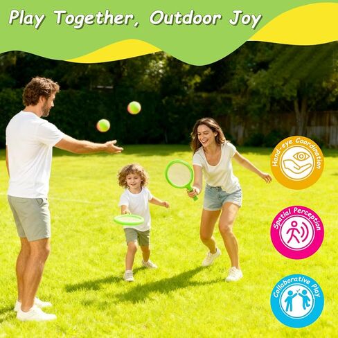 Double the Fun, 2-in-1 Dual-Sided Toss and Catch Game for Kids 3-12, One Sticky Side, One Bounce Side Paddles, Outdoor Toys for Beach, Backyard, Pool, Camping, Fun Gift for Boys Girls in Saudi Arabia