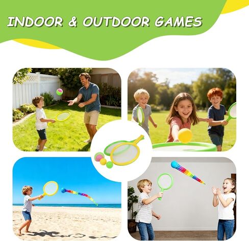 Double the Fun, 2-in-1 Dual-Sided Toss and Catch Game for Kids 3-12, One Sticky Side, One Bounce Side Paddles, Outdoor Toys for Beach, Backyard, Pool, Camping, Fun Gift for Boys Girls in Saudi Arabia