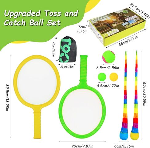 Double the Fun, 2-in-1 Dual-Sided Toss and Catch Game for Kids 3-12, One Sticky Side, One Bounce Side Paddles, Outdoor Toys for Beach, Backyard, Pool, Camping, Fun Gift for Boys Girls in Saudi Arabia