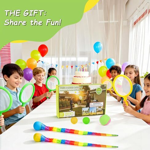 Double the Fun, 2-in-1 Dual-Sided Toss and Catch Game for Kids 3-12, One Sticky Side, One Bounce Side Paddles, Outdoor Toys for Beach, Backyard, Pool, Camping, Fun Gift for Boys Girls in Saudi Arabia