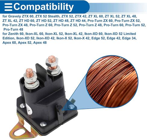 No.7CM124121251 Lawn Mower Starter Solenoid Relay for Gravely ZTX 60, ZTX 52 Stealth, ZTX 52, ZTX 42, ZT XL 60 Starter Solenoid Replacement 2 Pin 1 Pc in Kuwait