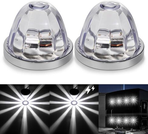 2PCS Watermelon Lights, Strobe & Constant Dual Function White LED Watermelon Lights, IP65 Waterproof Stop Turn Marker Tail Lights, for 12-24V Semi Trailers, Trucks, Pickups, Supports Light Mode Sync in Kuwait