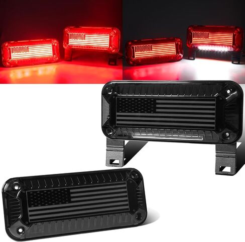 مصابيح LED RV CamperLights مستطيلة الشكل، 57 مصباح LED توقف أضواء الذيل مع ضوء لوحة ترخيص أبيض، سطح محكم الغلق مقاوم للماء، تيار مستمر 12 فولت (عدسة مدخنة _ LED أحمر) in Kuwait