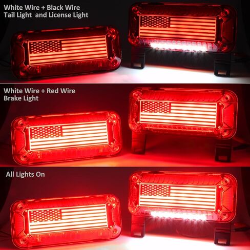 مصابيح LED RV CamperLights مستطيلة الشكل، 57 مصباح LED توقف أضواء الذيل مع ضوء لوحة ترخيص أبيض، سطح محكم الغلق مقاوم للماء، تيار مستمر 12 فولت (عدسة مدخنة _ LED أحمر) in Kuwait