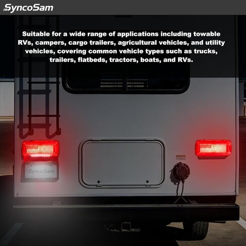 مصابيح LED RV CamperLights مستطيلة الشكل، 57 مصباح LED توقف أضواء الذيل مع ضوء لوحة ترخيص أبيض، سطح محكم الغلق مقاوم للماء، تيار مستمر 12 فولت (عدسة مدخنة _ LED أحمر) in Kuwait